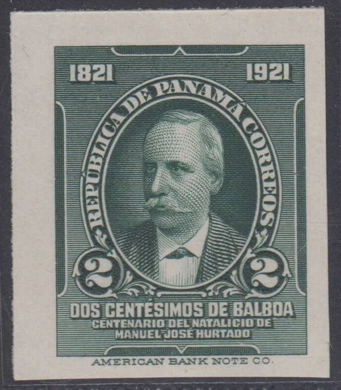 PANAMA 1921 HURTADO Sc 232 IMPERF PLATE PROOF ON THIN PAPER UNUSED VF Foto 1 de 1