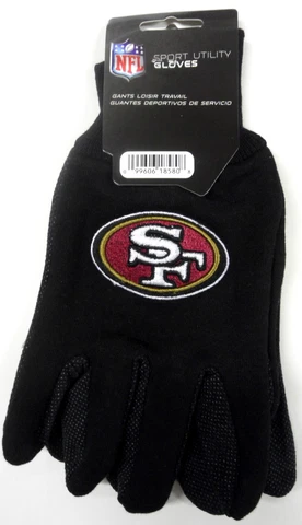NWT NFL San Francisco 49ers No Slip Gripper Utility Work Gloves W/ 3D Team Logo Cover