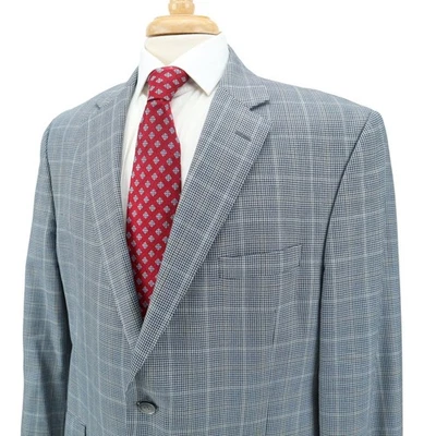 Blazer Abrigo Deportivo Jack Victor Italiano Lana Seda Gris Azul Pata de Gallo 46R Foto 1 de 4