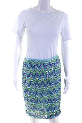 Cynthia Cynthia Steffe Womens Sequined Split Hem Pencil Skirt Multicolor Size 4 - Image 1 of 4