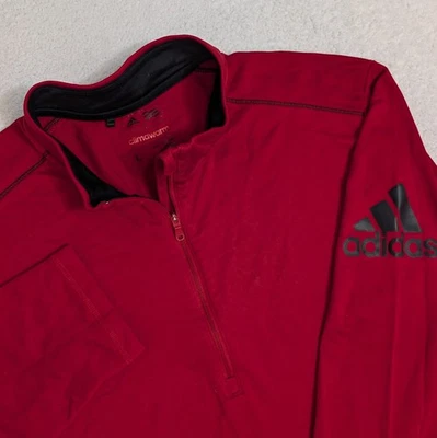 Adidas Climawarm Classic Red Large Size 1/4 Zip Jacket Big Logo - Image 1 of 4