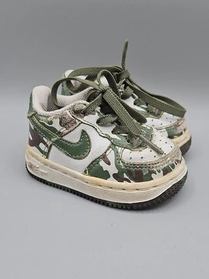 Nike Air Baby Force 1 Bajo Palma Verde Camuflaje Estampado Cuero Infantil 306353 - 131 Foto 1 de 4