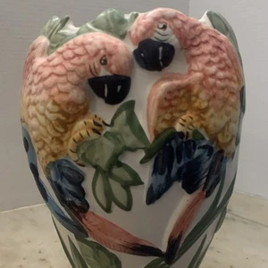 Jarrón retirado muelle 1 loro jardinero, hecho en Portugal, pintura a mano - Imagen 1 de 6