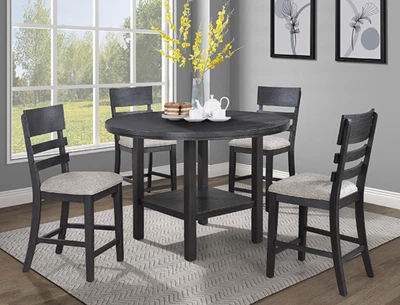 Guthrie 5-PC Round Counter Height Table & 4) Chairs; Black - Image 1 of 2