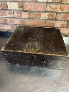 Large Antique Oak Wooden Storage Box Tools Etc - Picture 1 of 18