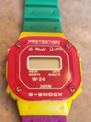 Cool Vintage G-Shock Le World Digital Watch W-24 200M Green Purple Red & Yellow  - Image 1 of 4
