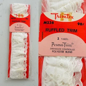 Vintage Trimtex bianco occhiello pizzo tufo orlo NOS non sigillato 2 metri - Foto 1 di 6
