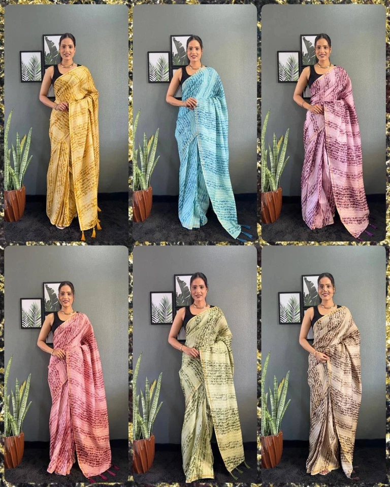 Aparência atraente Khadi linho seda saree com blusa para uso funcional feminino - Imagem 1 de 1