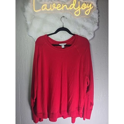 Athleta Mindset Plus 2X Sudadera Mujer Roja Cuello Redondo Suave Acogedora Invierno Atlética Foto 1 de 4