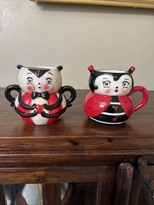 Retro-Stil Johanna Parker anthropomorphe Spinne & Marienkäfer Kaffeetassen Tassen - Bild 1 von 11