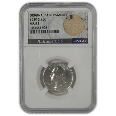 1939 S Washington Quarter MS 63 NGC Original Bag Fragment SKU:I22592 - Image 1 of 4