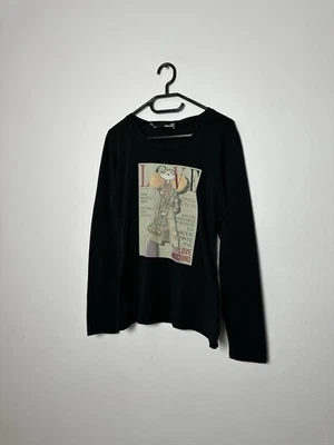 Camiseta Love Moschino Manga Larga Estampado Logo Grande Negra Para Mujer Talla US 8 Foto 1 de 4