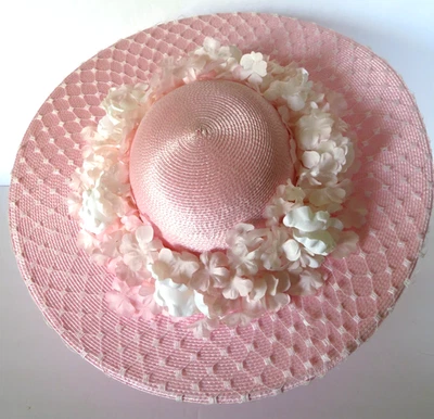 Шляпа Brenda Waites Bolling Fancy розовая с цветочным узором кружевная с широкими полями для пасхальной церкви дерби - Изображение 1 из 4