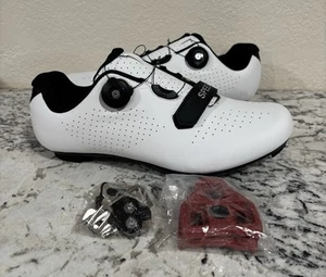 Speed 43 Women Mens Cycling Bike Shoes White Leather With Shimano Cleats EU 43 - Picture 1 of 17