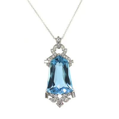 Art Deco Aquamarine and Diamond Pendant - Image 1 of 4
