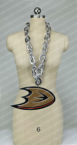 New NHL Anaheim Ducks BIG Fan Chain Silver Necklace Foam MI USA
