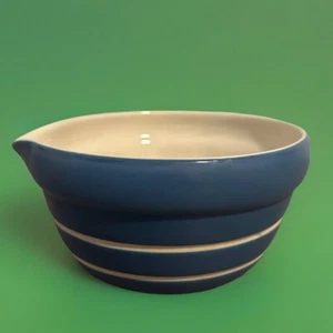 Retro Style New Debco Ceramic Mixing Bowl w/ Pour Spout; Blue w/ White Interior - Picture 1 of 10