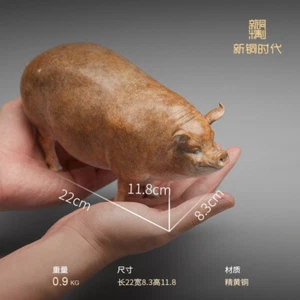 Pure copper tea pet pig ornament  statue gift feng shui zodiac sign room home - Picture 1 of 13