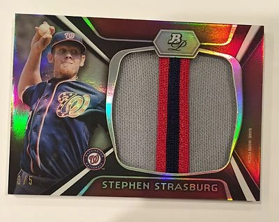 Parche Bowman Platinum Jumbo 2012 usado en juegos Stephen Strasburg *RARO* 3/5 #'d Foto 1 de 4