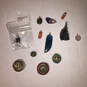 Lot of Pendant’s Bag of Jewelry Making Supplies Bead’s Stones Round Oval Pendant - Picture 1 of 11