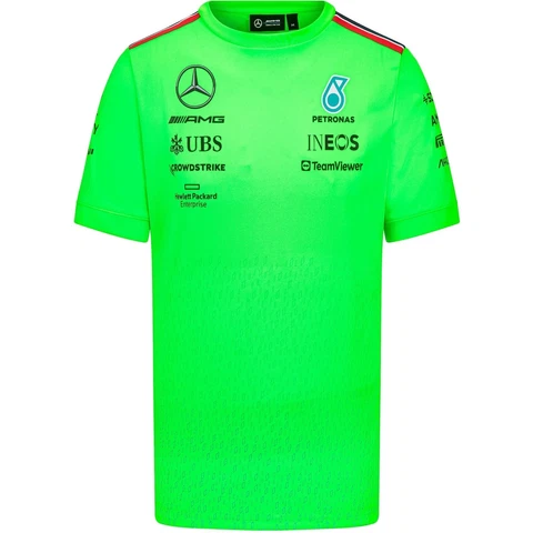 Mercedes AMG Petronas F1 2023 Men's Set Up Driver T-Shirt - Volt Green Cover