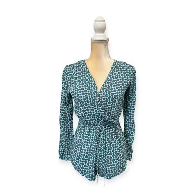 Rat & Boa Talitha Playsuit Romper Size S Small Blue Green Long Sleeve - Image 1 of 4