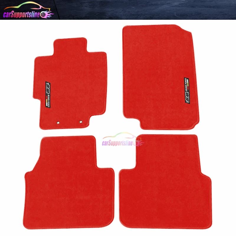 Fits 04-08 Acura TL Red Nylon Floor Mats Carpets Front & Rear Non Slip w/ Emblem - Imagem 1 de 1