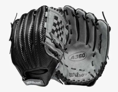 全新带标签 Wilson A360 Youth Outfield/Infield 棒球手套 12.5 英寸 WBW100189125 RHT — 第 1/4 张图片