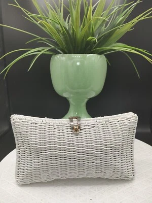 Bolso sin asas MCM vintage de mimbre blanco hecho a mano en Hong Kong por Magid Foto 1 de 4