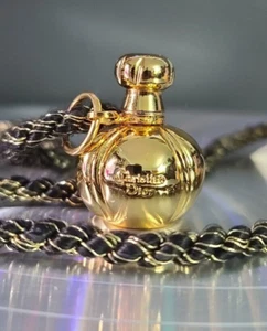 Vintage Christian Dior Gold Tone Poison Mini Perfume Bottle Pendant Charm 1990s - Picture 1 of 6