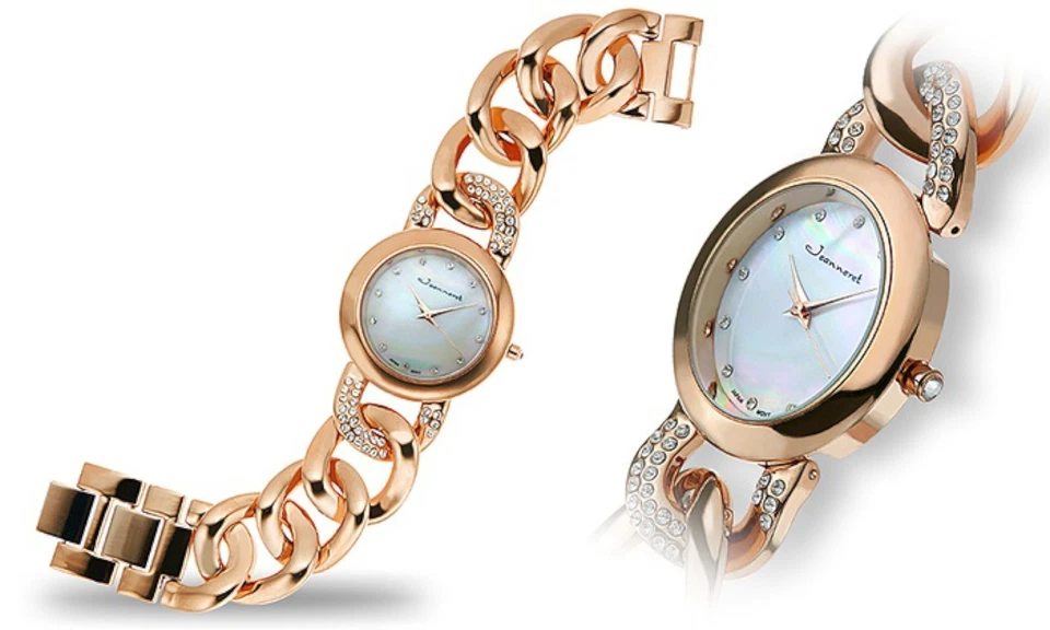 Jeanneret Women's Watch - Black Band/black Dial Gold