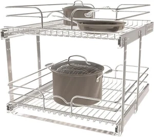 2Tier Kitchen Cabinet Pullout Shelf and Drawer Organizer Slide Out Pantry Basket - Picture 1 of 9
