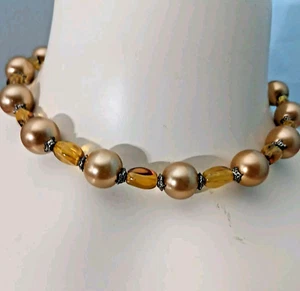 Damen Kristall Halskette 16" Regal Golden Kristall Halsband Mid-Century Goldfarben - Bild 1 von 20
