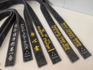 Cinturón Vintage Negro Karate Taekwondo Jiu Jitsu Judo Artes Marciales Cinturón Bordado - Imagen 1 de 8