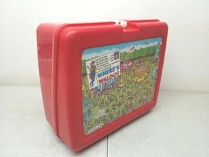 Thermos Brand Where's Waldo Red Plastic Lunchbox Vintage 1990 Made In USA  - Picture 1 of 11