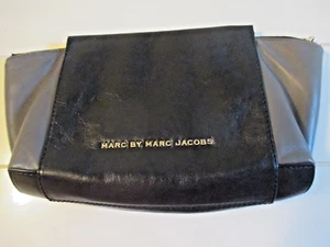 Marc By Marc Jacobs Clutch Bag Purse Medium Leather Gold Metallic Logo on Front - Picture 1 of 8