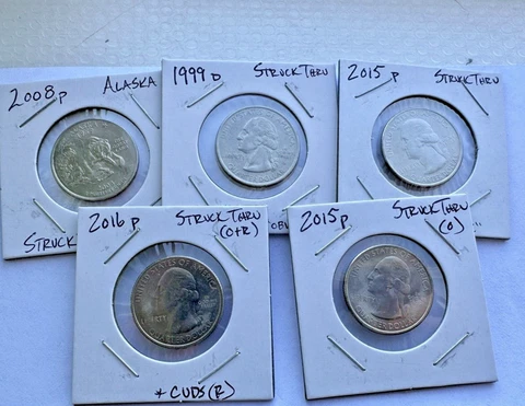 1999 To 2016 Washington Strike-Thru and Double Nose Errors ~~ 5 Coin Lot ~~ I17 Cover