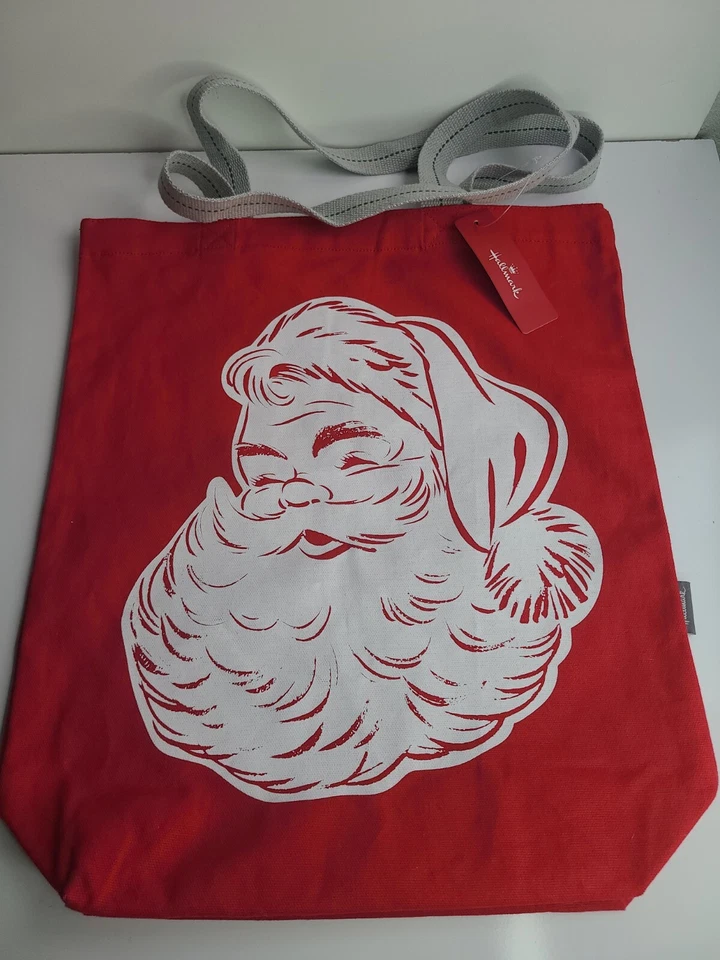 Hallmark Santa Claus Red Canvas Tote Bag Sack Old Fashioned Christmas Gift Bag