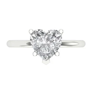 2 cttw Heart-Cut White Sapphire Solitaire  Engagement Ring (14K White Gold) - Picture 1 of 11