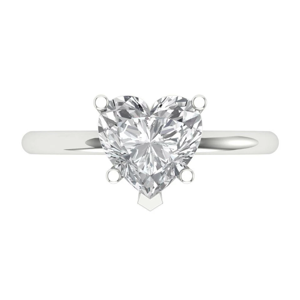 2 cttw Heart-Cut White Sapphire Solitaire  Engagement Ring (14K White Gold) - Image 1 of 4