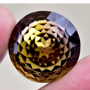 Ametrina Naturale Bicolore Impeccabile 30,20 Ct Tonda Certificata Gemma Non Trattata - Foto 1 di 8