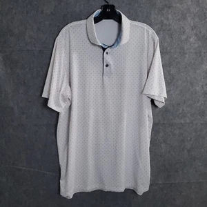 Greyson Polo Uomo L Bianco Blu Rigato Golf Geometrico Performance Logo - Foto 1 di 17