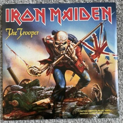 Iron Maiden The Trooper 2005 Reissue Blue Vinyl 7" Single + Poster NEW - Image 1 of 4