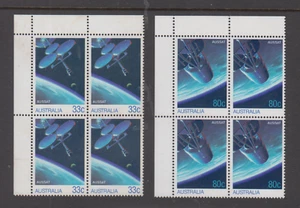 Australia 1986 AUSSAT set 2 stamps MUH LH corner blocks 4 stamps. - Picture 1 of 1