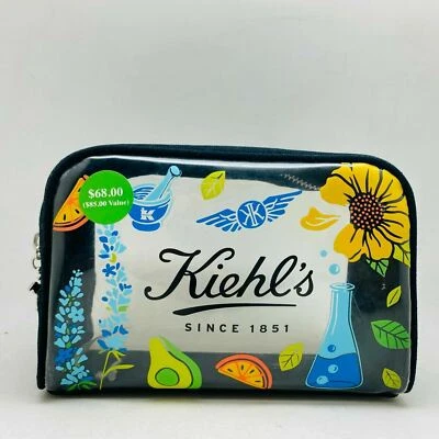 Kiehl’s cosmetics clear transparent black make up Bag/Pouch - NEW - Image 1 of 4