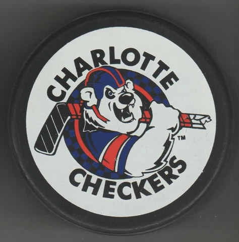 Charlotte Checkers Colorful Checker Navy Donut ECHL Hockey Puck Vampire Bear WhL Cover
