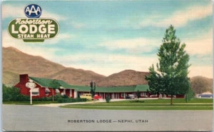 ROBERTSON LODGE Nephi, Utah UT linen roadside - Postcard - Picture 1 of 2