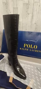 Polo Ralph Lauren City BT M HL-BO-TAL schwarz Krokoprägung Leder Stiefel 6,5B $ 699 - Bild 1 von 5