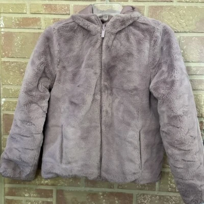 Abercrombie Fitch Puffer Jacket Kids 11/12 Faux Fur Lined Lilac Girls Reversible - Image 1 of 4