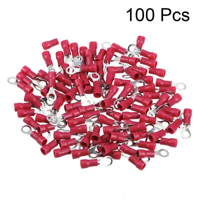 RV1.25-4S Insulated Electrical Crimp Terminal Ring Spade Wire Connector 100Pcs - Image 1 of 4